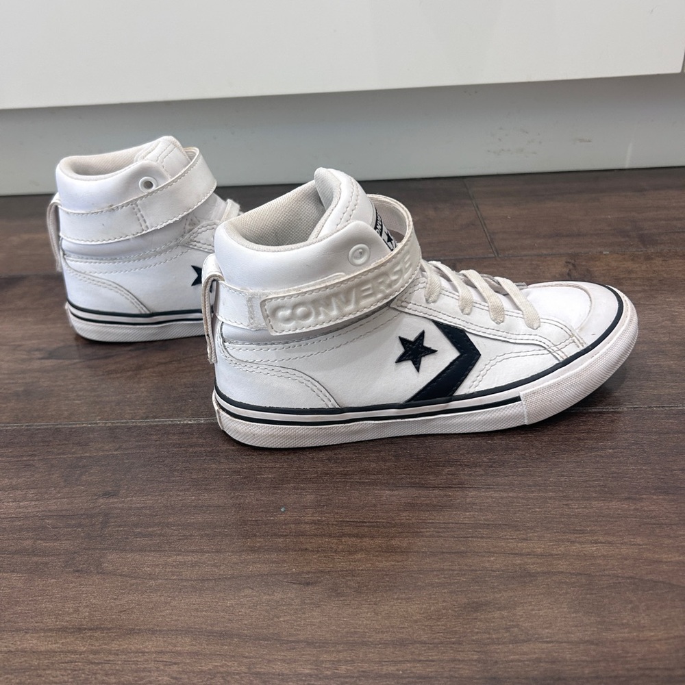 Converse White High-Top Sneakers with Black Chevron Star